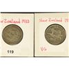 Image 1 : 1933 & 1934 NEW ZEALAND SILVER 1 SHILLING .0908 OZ