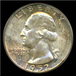 1952 Washington 25c Quarter Coin Graded PCGS MS66 Great Toning (COI-5320)