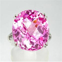 47.05ct  Sterling Ring Size 10 Top Oval Pink Topaz (JEW-1366)