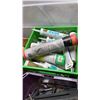 Image 8 : 2 BOXES AND 2 BINS OF TOOLS, SHOP SUPPLIES, SEALANT, HARDWARE