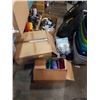 Image 1 : 4 BOXES OF KITCHEN ITEMS, WATER BOTTLES, SINK