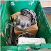 Image 2 : 2 STORAGE TOTES WITH GMC HUBCAPS, POWER BAR, FALL ARREST GEAR AND MORE