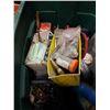 Image 2 : 2 TOTES AND CRATE OF TOOLS, SHOP SUPPLIES, MILWAUKEE JOBSITE RADIO