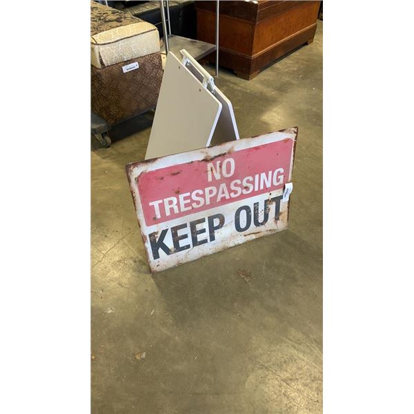 SANDWICH SIGN BOARD AND NO TRESSPASSING SIGN Big Valley Auction SANDWICH SIGN BOARD AND NO TRESSPASSING SIGN Big Valley Auction
