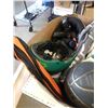 Image 2 : BOX OF INFLATABLE BOAT, SPORTS BALLS AND HELMETS WITH 3 UMBRELLAS AND MAT