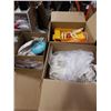 Image 1 : 3 BOXES OF MOVIE SET DEC - TOYS, BLUE TRAY SET, BIRD FEEDER, FISH DECORATION