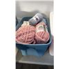 Image 2 : 3 TOTES, TARP, FABRIC, YARN AND KNITTING ACCESSORIES