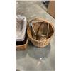 Image 3 : WOOD 2 TIER FOLDING TRAY SHELF AND WICKER BASKETS