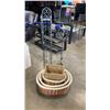 Image 1 : METAL RACK, CANDLE STAND AND WICKER BASKETS