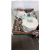 Image 1 : TRAY OF COLLECTIBLES, SOAPSTONE FIGURES, WAX SEALS, STONE, METAL AND ABALONE EGGS, COLLECTOR PLATES