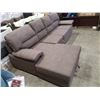 Image 3 : BRAND NEW GREY FABRIC 2 PC PULL OUT SLEEPER SECTIONAL W/ STORAGE CHAISE - RETAIL $2899, TALL PILLOW 