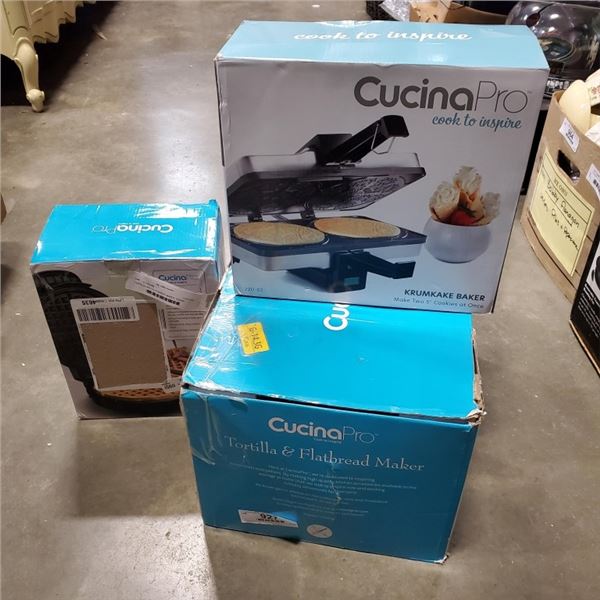 TORTILLA AND FLATBREAD MAKER, ROUND WAFFLE MAKER AND KRUMKAKE BAKER