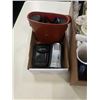 Image 2 : 2 BOXES OF CLAY CUPS, WATER FALL FIGURE BINOCULARS AND RADIO