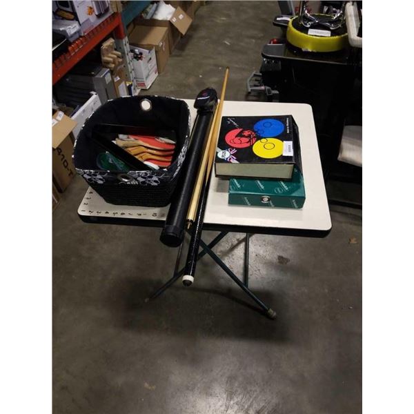 LOT OF POOL BALLS, POOL CUES, POOL ACCESSORIES, TABLE TENNIS PADDLES