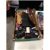 Image 3 : 2 TRAYS OF COLLECTIBLES, FISHING REEL, WOOD CARS