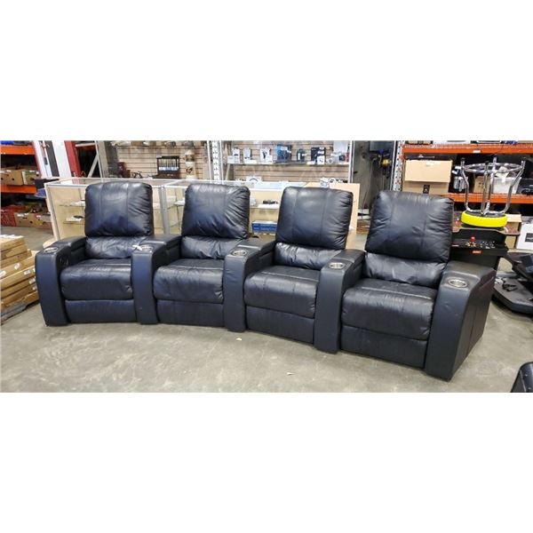 PALLISER 4 PIECE RECLINING THEATER SEATING WITH STORAGE AND CUP HOLDERS