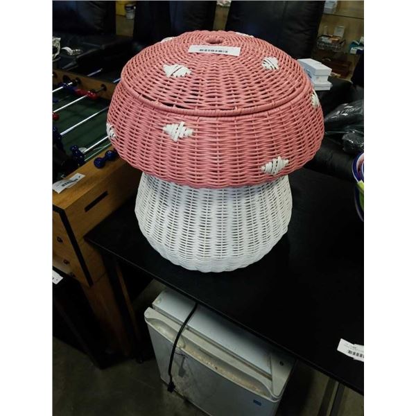 PINK AND WHITE WICKER MUSHROOM HAMPER