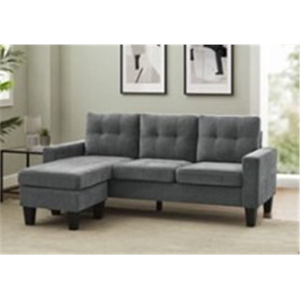 LINON ALTHEA DARK GREY SOFA CHAISE IN BOX, RETAIL $999