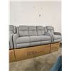 Image 4 : BRAND NEW HILLSDALE 3PC GREY FABRIC RECLINING SOFA SET W/ CONSOLES - RETAIL $3899, CHAIR IS ROCKER, 