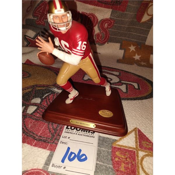 DANBURY MINT JOE MONTANA CAST STATUE ON CHERRY BASE