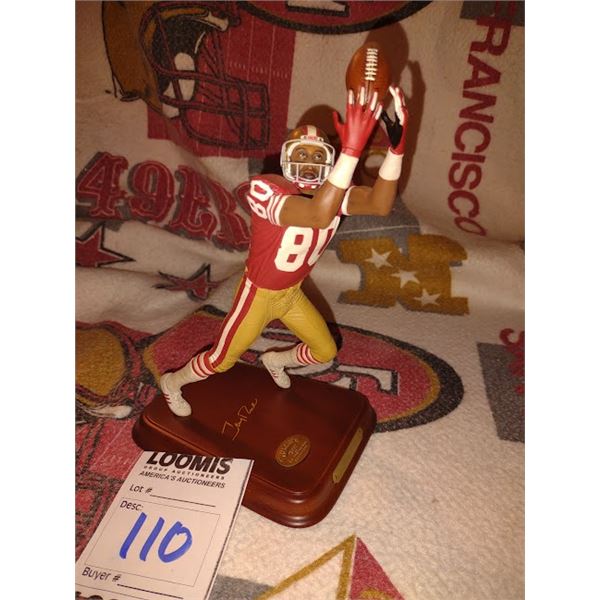 DANBURY MINT JERRY RICE CAST STATUE ON CHERRY WOOD