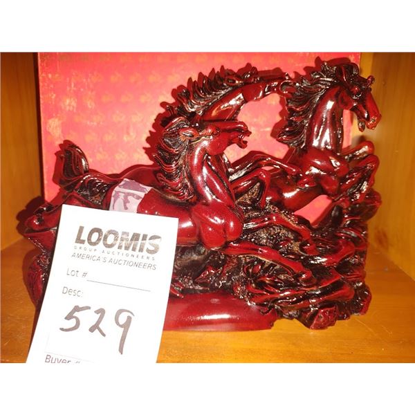 Large Asian Wild Horse Heavy Cast Horse Statue in Original Box