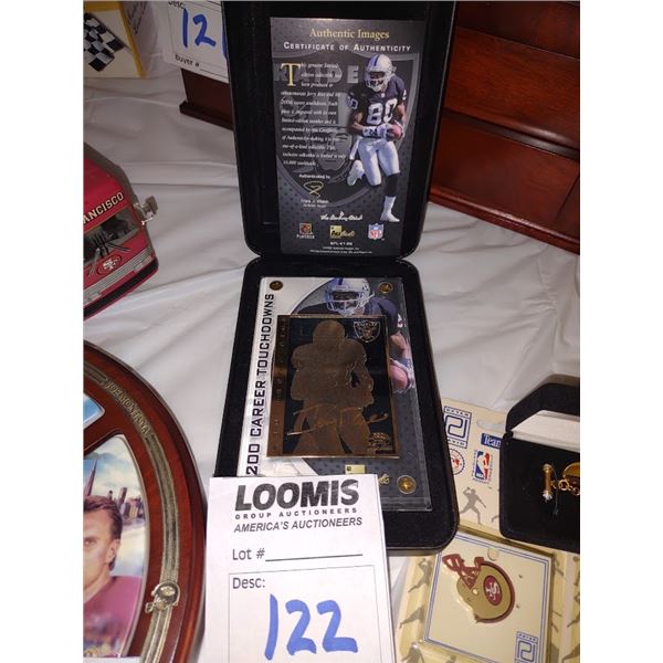JERRY RICE 200TH TOUCHDOWN GOLD COLLECTORS CARD/ RAIDERS