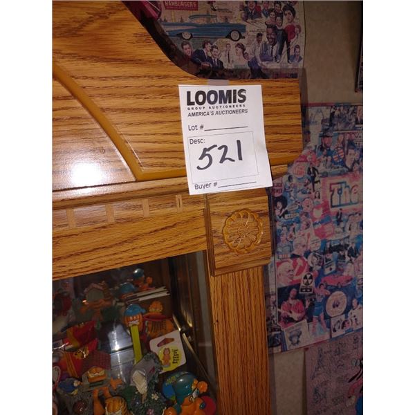 LIKE NEW OAK GLASS (LIGHTED) FLOOR DISPLAY