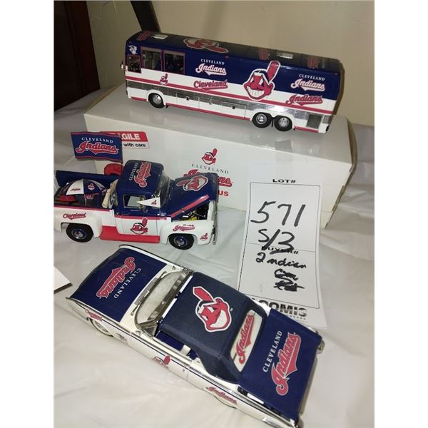 S/3 INDIANS METAL BUS, CAR & TRUCK