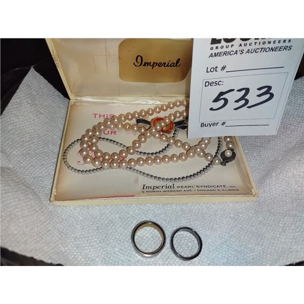 Imperial Pearls in Original box & Rings Sales Lot