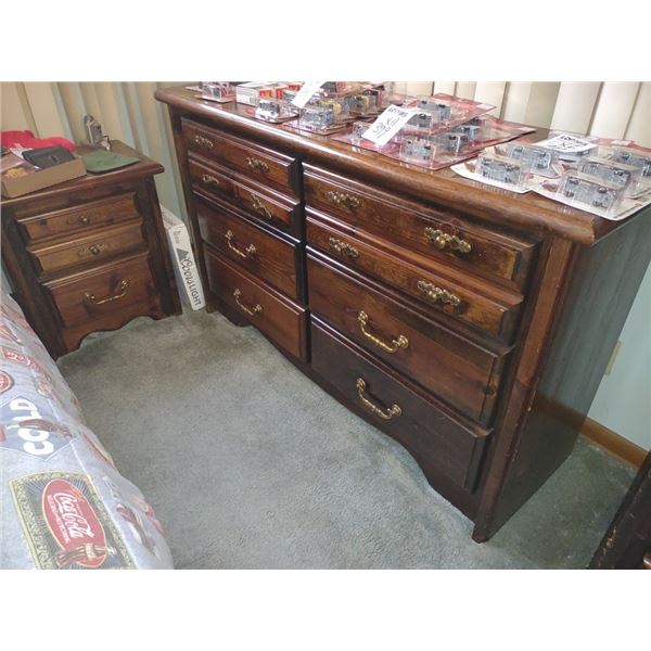 5 PC SPC HVY WOOD BEDROOM SET WITH BRASS HARDWARE (GOOD CONDITION)