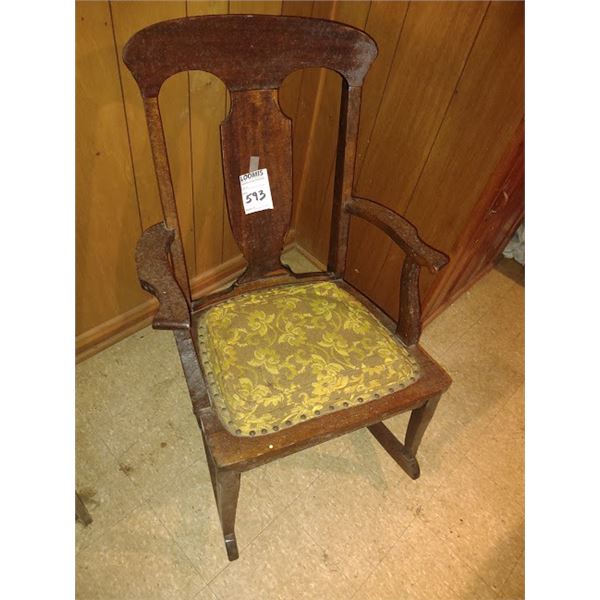 Antique oak rocker and PA flag