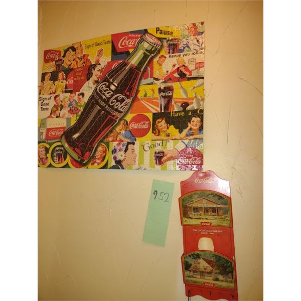 VINTAGE COKE KEY HANGER & PUZZLE WALL ART .