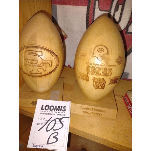 S/2 WOOD 49ERS COLLECTIBLE FOOTBALLS