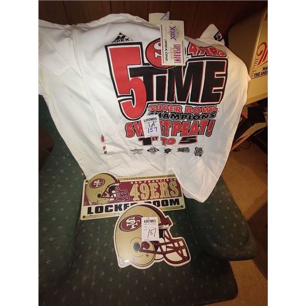 2 X NEW CHAMP PRINTED TEES, & WALL ITEMS