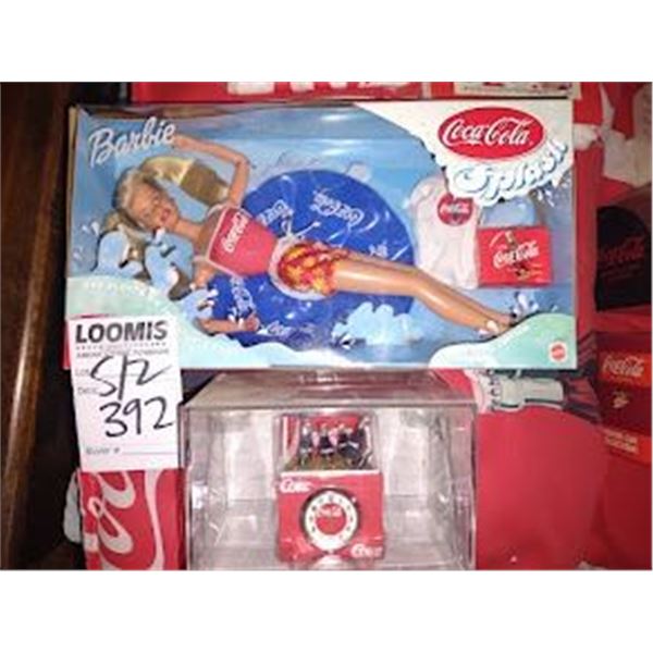 S/2 COKE: BARBIE SPASH & BEACH COOLER ALARM CLOCK