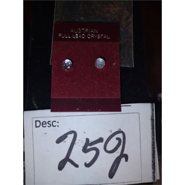 VINATAGE AUSTRAIN  ( BUT NEW ) LEAD CRYSTAL ROUND BALL EARRING SET