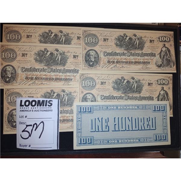 CONFENDERATE $100 BILLS X 6