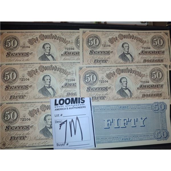 CONFEDERATE $50.00 / BID IS Xs 6