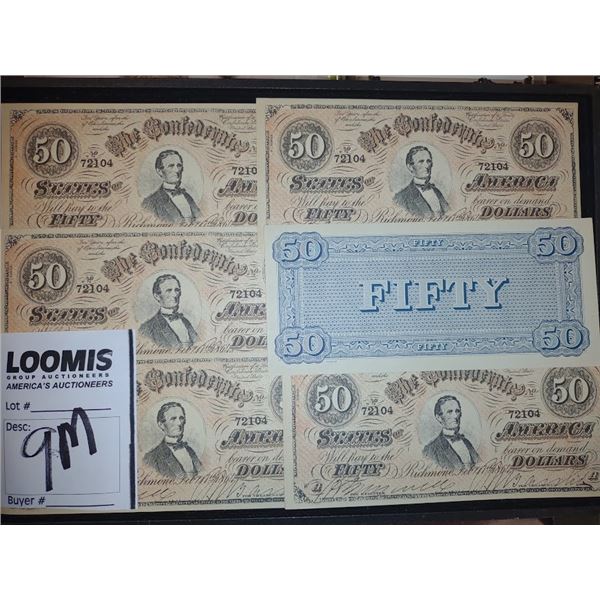 CONFEDERATE $50.00 / BID IS Xs 6