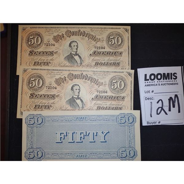CONFEDERATE $50.00 / BID IS Xs 4