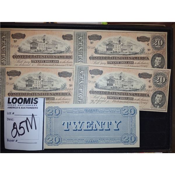 CONFEDERATE $20.00 BILLS X 'S  4