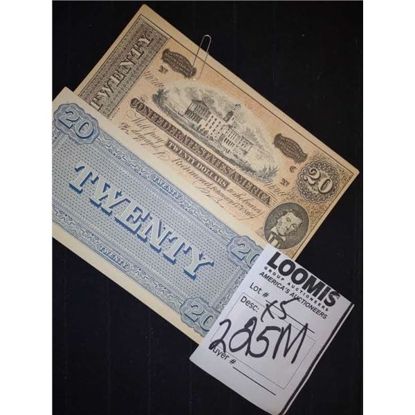 CONFEDERATE $20.00 BILLS X 'S  5