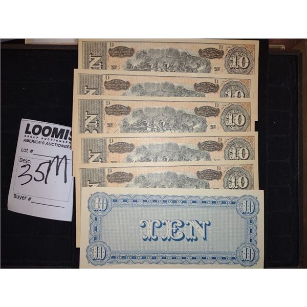 CONFEDERATE $10.00 BILLS X 6