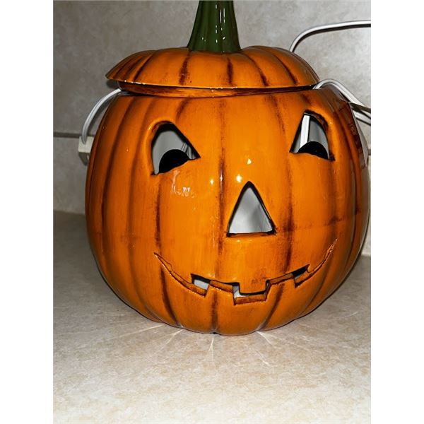 LARGE LIGHT UP CERAMIC PUMPKIN