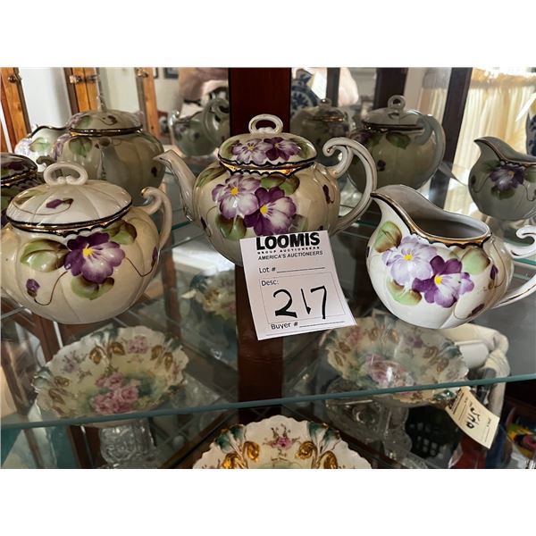 HAND PAINTED THREE PIECE TEA SET