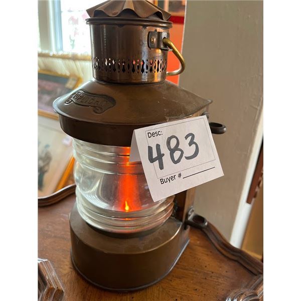 ANTIQUE COPPER TOPLIGHT SHIP LAMP