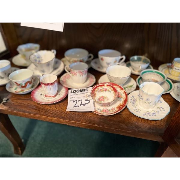COLLECTION OF BONE CHINA,  ANTIQUE CUPS AND SAUCERS