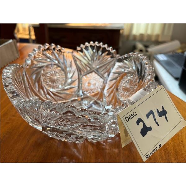 LARGE 8" BRILLIANT CUT GLASS BOWL