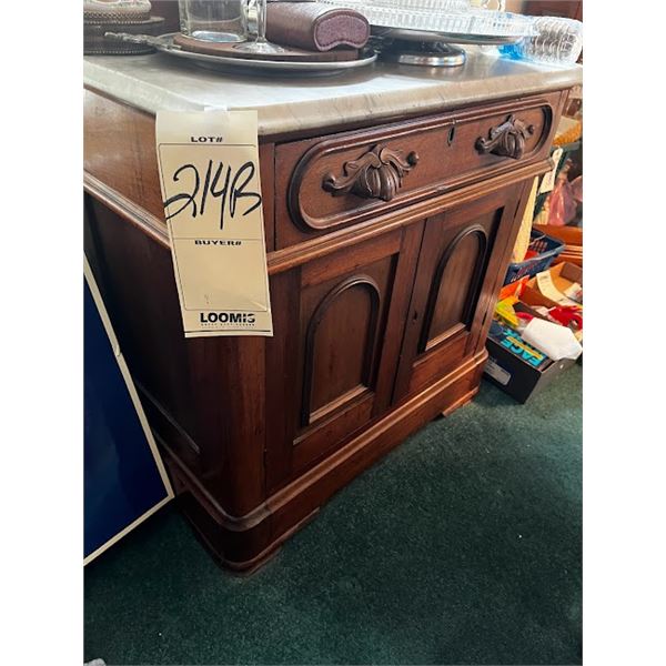 Beautiful Antique Marble Top Walnut Stand